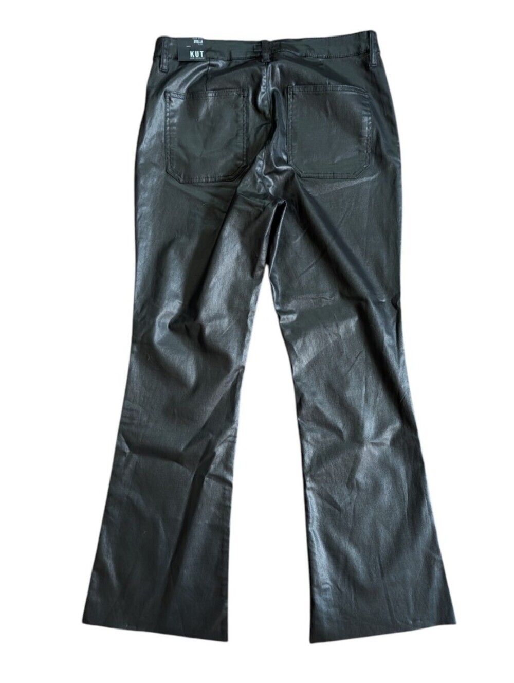 NWT KUT From The Kloth Stella High Rise Faux Leather Flare Pants Black Size 12 - Picture 4 of 9